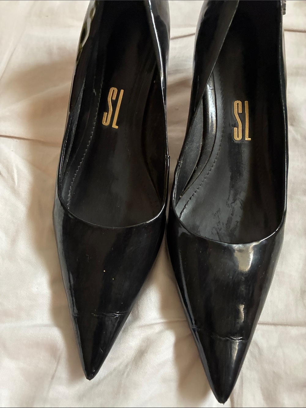 Black Patent Pointed-Toe Heels for Women